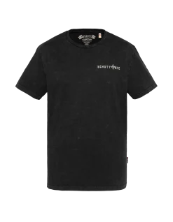 T-shirt biker noir délavé, effet flammé - NOIR DÉLAVÉ
