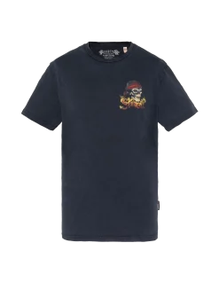 T-shirt biker noir délavé, effet flammé - NOIR DÉLAVÉ
