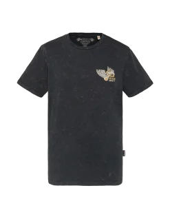 T-shirt biker noir délavé - NOIR DÉLAVÉ