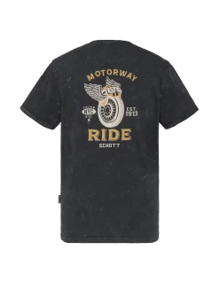 T-shirt biker noir délavé - NOIR DÉLAVÉ