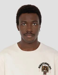 T-shirt blanc avec mascotte tigre - BLANC CASSÉ