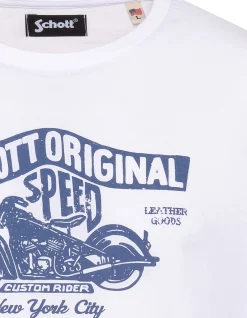 T-shirt blanc imprimé logo moto vintage - BLANC