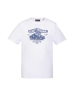 T-shirt blanc imprimé logo moto vintage - BLANC
