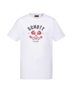 T-shirt blanc imprimé Schott Motor Club - BLANC