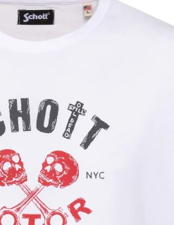 T-shirt blanc imprimé Schott Motor Club - BLANC