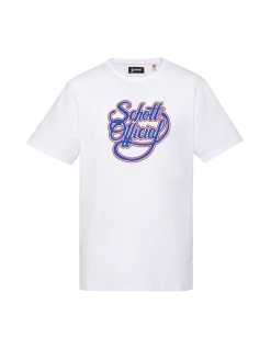 T-shirt blanc imprimé Schott Official vintage - BLANC
