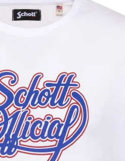 T-shirt blanc imprimé Schott Official vintage - BLANC