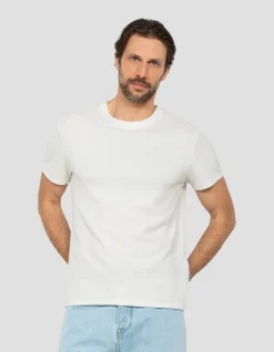 T-shirt blanc maille effet gaufré - BLANC