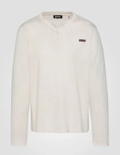T-shirt blanc manches longues effet flammé - BLANC CASSÉ