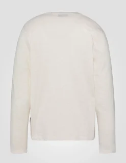 T-shirt blanc manches longues effet flammé - BLANC CASSÉ