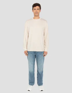 T-shirt blanc à manches longues - BLANC CASSÉ