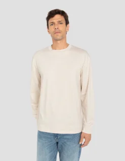T-shirt blanc à manches longues - BLANC CASSÉ