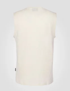 T-shirt blanc sans manche effet flammé - BLANC CASSÉ
