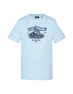 T-shirt bleu ciel imprimé logo moto vintage - BLEU CIEL