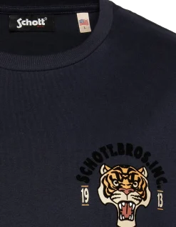 T-shirt bleu marine avec mascotte tigre - MARINE