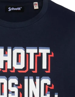 T-shirt bleu marine imprimé Schott Bros Inc. - MARINE