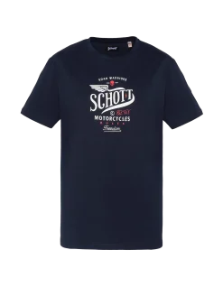T-shirt bleu marine imprimé Schott Motorcycles - MARINE