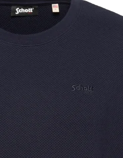 T-shirt bleu marine maille effet gaufré - MARINE