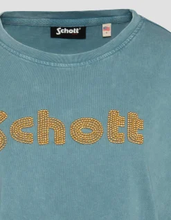 T-shirt brodé bleu - BLEU