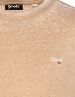 T-shirt col rond army beige effet délavé - ARMY BEIGE
