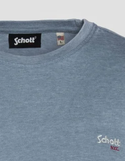 T-shirt col rond azur effet délavé - AZUR