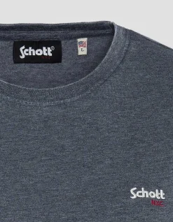 T-shirt col rond bleu marine effet délavé - MARINE