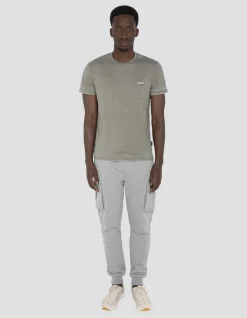 T-shirt col rond kaki effet délavé - KAKI