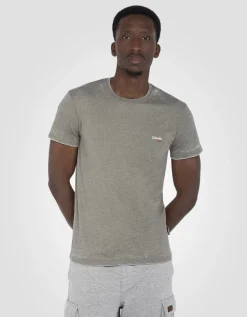 T-shirt col rond kaki effet délavé - KAKI