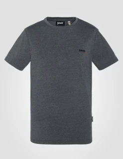 T-shirt col rond noir effet délavé - NOIR