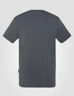 T-shirt col rond noir effet délavé - NOIR