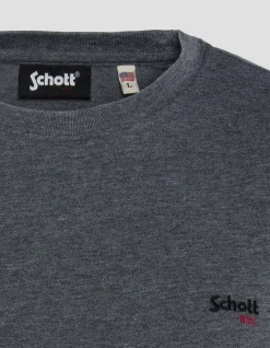 T-shirt col rond noir effet délavé - NOIR