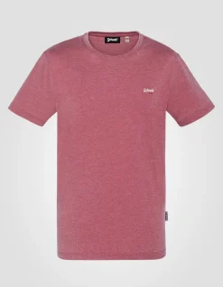 T-shirt col rond rouge effet délavé - ROUGE