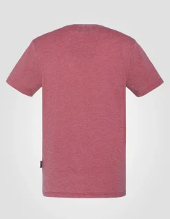 T-shirt col rond rouge effet délavé - ROUGE