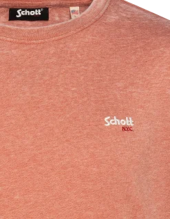 T-shirt col rond rouille effet délavé - ROUILLE