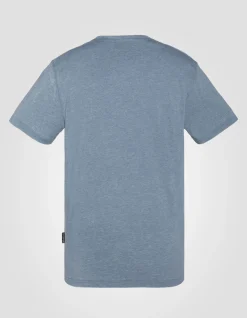 T-shirt col tunisien azur effet délavé - AZUR