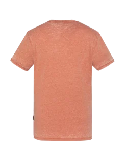 T-shirt col tunisien rouille effet délavé - ROUILLE