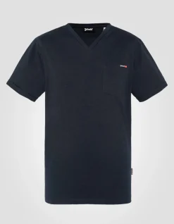 T-shirt col V bleu marine effet flammé - MARINE