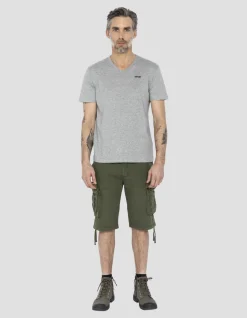 T-shirt col V gris chiné - GRIS CHINÉ