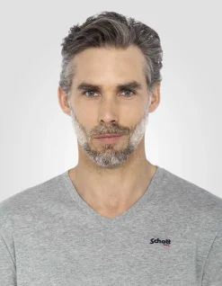 T-shirt col V gris chiné - GRIS CHINÉ
