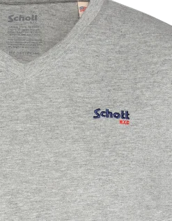 T-shirt col V gris chiné - GRIS CHINÉ