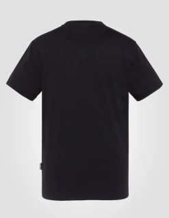 T-shirt col V noir effet flammé - NOIR