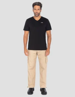 T-shirt col V noir - NOIR