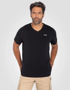 T-shirt col V noir - NOIR