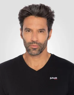 T-shirt col V noir - NOIR