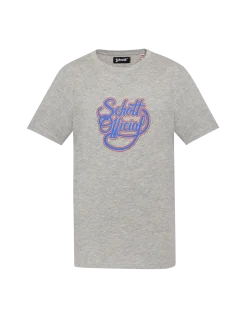 T-shirt gris chiné imprimé logo vintage - GRIS CHINÉ