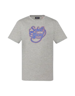 T-shirt gris chiné imprimé Schott Official vintage - GRIS CHINÉ