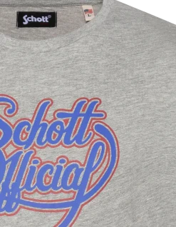 T-shirt gris chiné imprimé Schott Official vintage - GRIS CHINÉ