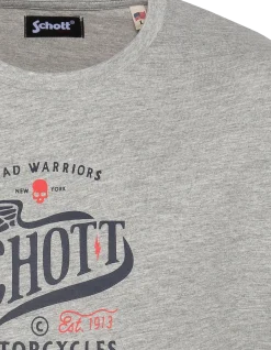 T-shirt gris chiné imprimé Schott Motorcycles - GRIS CHINÉ