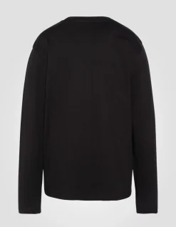 T-shirt imprimé noir à manches longues - NOIR
