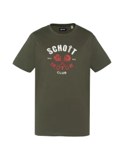 T-shirt kaki imprimé Schott Motor Club - KAKI